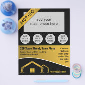 Gold Home Icon te koop Vastgoedmakelaar Flyers (Enkel)