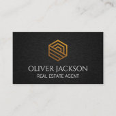 Gold Home Logo | Achtergrond zwart textiel Visitekaartje (Voorkant)