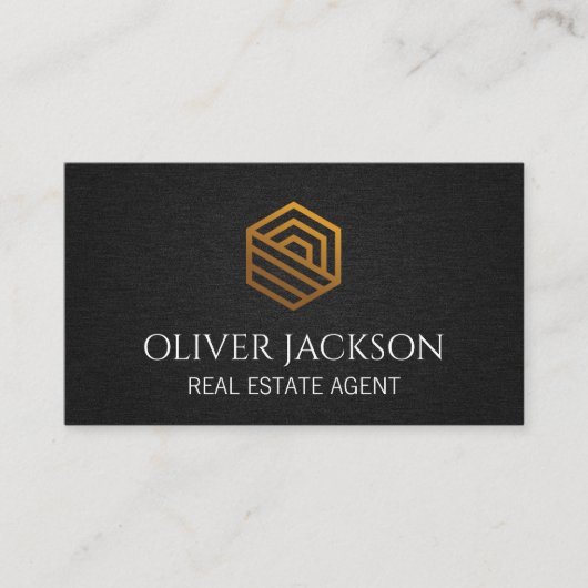 Gold Home Logo | Achtergrond zwart textiel Visitekaartje (Voorkant)