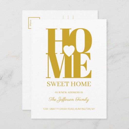 Gold Home Moving Announding Briefkaart (Voorkant / Achterkant)