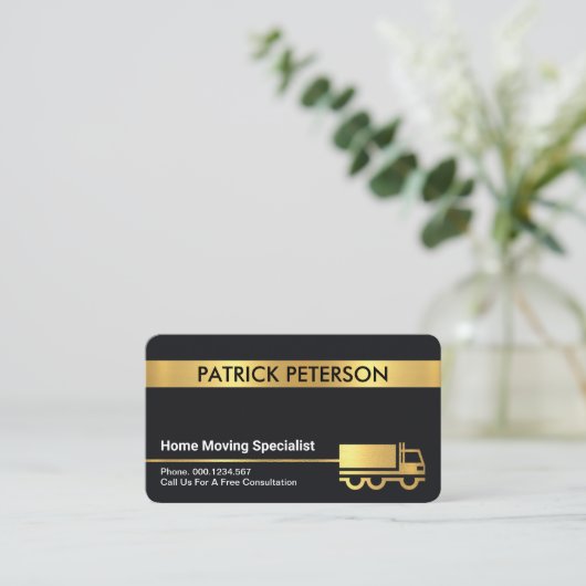 Gold Home Moving Service Transport Visitekaartje (Staand voorkant)