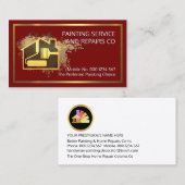 Gold Home Paint Brush On Paint Splatter Visitekaartje (Voorkant / Achterkant)