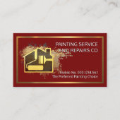 Gold Home Paint Brush On Paint Splatter Visitekaartje (Voorkant)