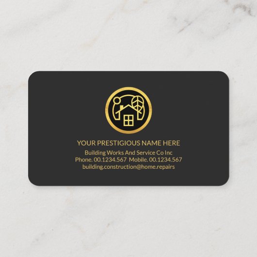 Gold Home Reparaties Aannemer Visitekaartje (Achterkant)