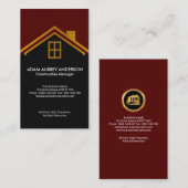 Gold Home Roof Motif-constructie van de aannemer Visitekaartje (Voorkant / Achterkant)