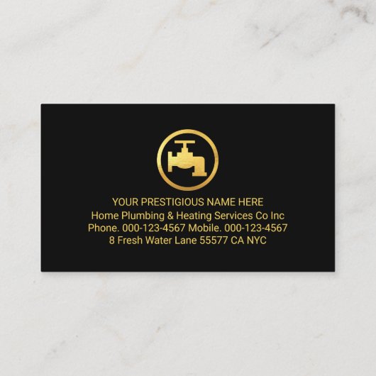 Gold Home Rooftop Plumbing Pipeline Plumber Repair Visitekaartje (Achterkant)