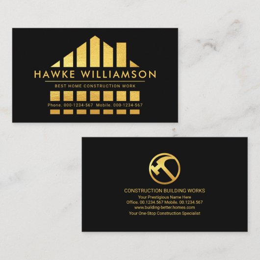 Gold Home Silhouette Construction Works Visitekaartje (Voorkant / Achterkant)