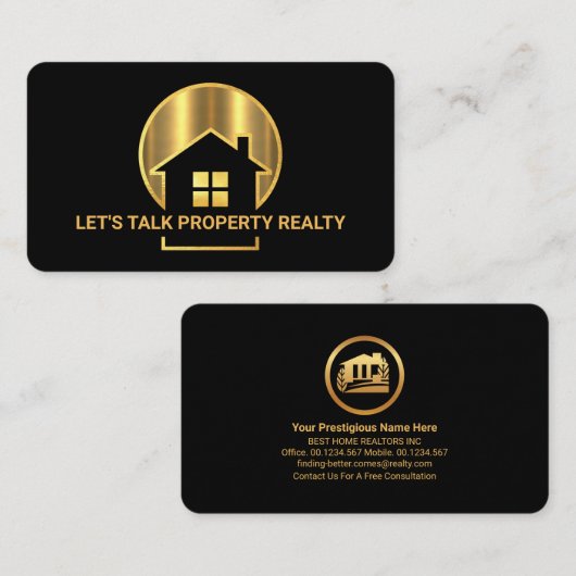 Gold Home Sunset Laten we het eigendom bespreken Visitekaartje (Voorkant / Achterkant)