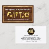 Gold Home Tools On Timber Wood Visitekaartje (Voorkant / Achterkant)