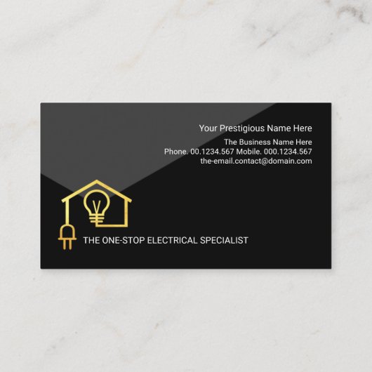 Gold Home Wiring Circuit Electrical Contractor Visitekaartje (Achterkant)