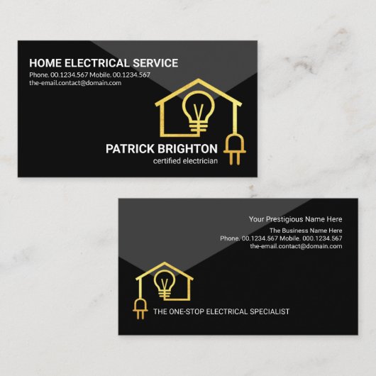 Gold Home Wiring Circuit Electrical Contractor Visitekaartje (Voorkant / Achterkant)