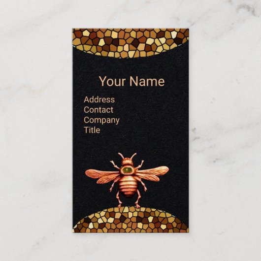 GOLD HONEY BEE, BEEKEEPER BEEKEEPER MONOGRAM Black Visitekaartje (Voorkant)
