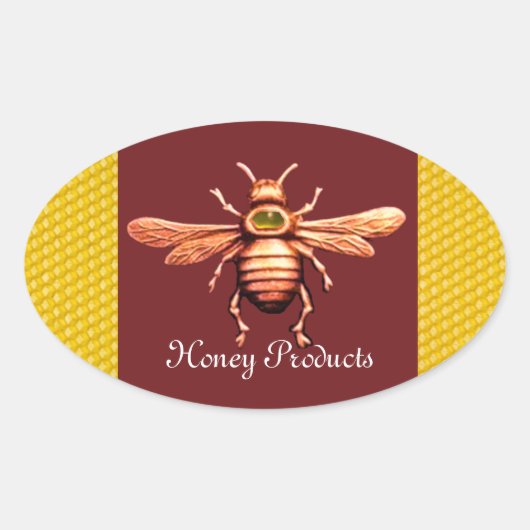 GOLD HONEY BEE / BEEKEEPER BEEKEEPER OVALE STICKER (Voorkant)