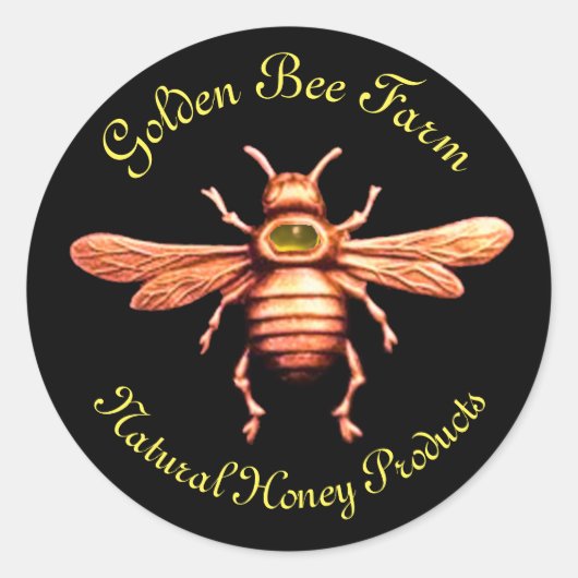 GOLD HONEY BEE / BEEKEEPER BEEKEEPER RONDE STICKER (Voorkant)