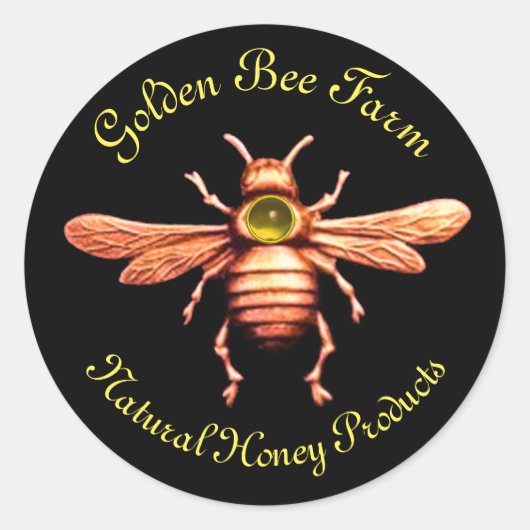 GOLD HONEY BEE / BEEKEEPER BEEKEEPER RONDE STICKER (Voorkant)