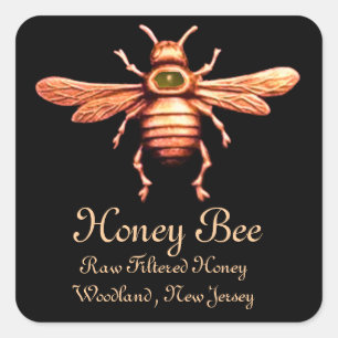 GOLD HONEY BEE / BEEKEEPER BEEKEEPER VIERKANTE STICKER