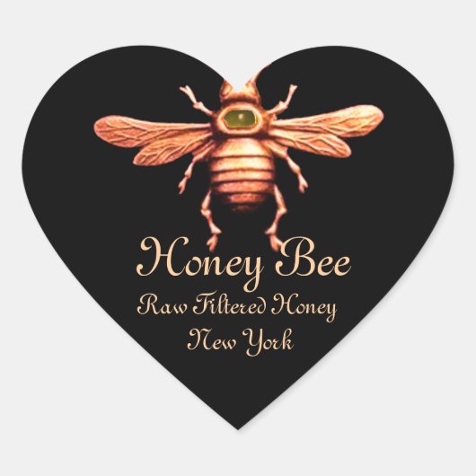 GOLD HONEY BEE / BEEKEEPER BEEKEEPER ZWARTE HART HART STICKER (Voorkant)