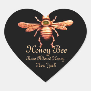 GOLD HONEY BEE / BEEKEEPER BEEKEEPER ZWARTE HART HART STICKER