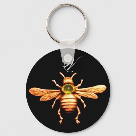 GOLD HONEY BEE MONOGRAM SLEUTELHANGER (Voorkant)