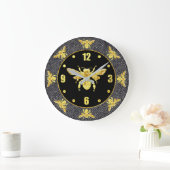 Gold Honey Bee Personaliseren Grote Klok (Huis)