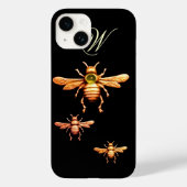 GOLD HONEY BEES, BEEKEEPER MONOGRAM Black Case-Mate iPhone Case (Achterkant)