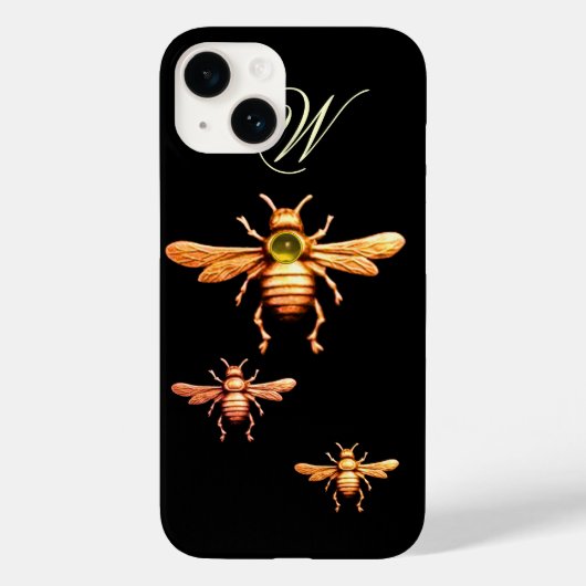 GOLD HONEY BEES, BEEKEEPER MONOGRAM Black Case-Mate iPhone Case (Achterkant)