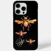 GOLD HONEY BEES MONOGRAM Black Case-Mate iPhone Case (Achterkant)