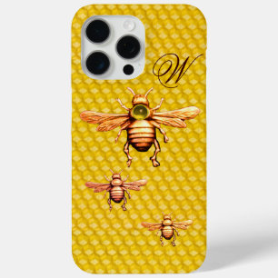 GOLD HONEY BEES MONOGRAM iPhone 15 PRO MAX HOESJE