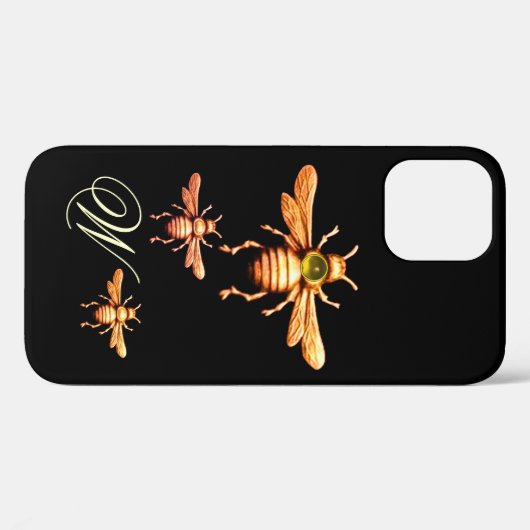 GOLD HONEY BEES MONOGRAM Case-Mate iPhone CASE (Achterkant (horizontaal))
