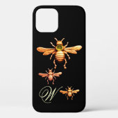 GOLD HONEY BEES MONOGRAM Case-Mate iPhone CASE (Achterkant)