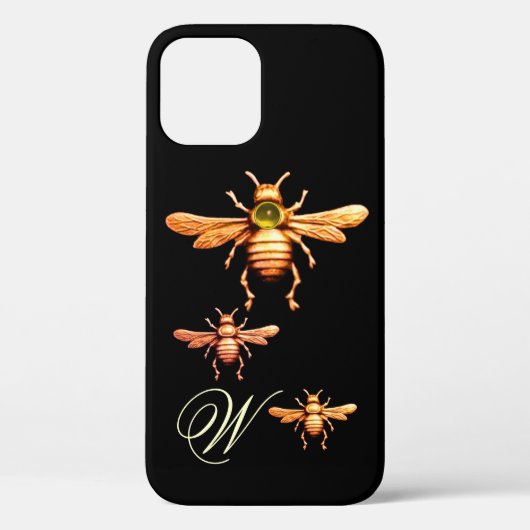 GOLD HONEY BEES MONOGRAM Case-Mate iPhone CASE (Achterkant)