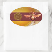GOLD HONEY BROWN WAX SEAL MONOGRAM, BEEKEEPER OVALE STICKER (Tas)