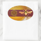 GOLD HONEY BROWN WAX SEAL MONOGRAM, BEEKEEPER OVALE STICKER (Tas)