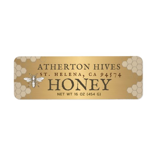 Gold Honey Label met bijen - Verkrijgbaar in drie (Voorkant)
