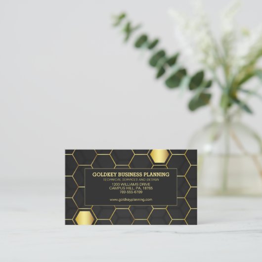 Gold Honeycomb Black Shadow Visitekaartje (Staand voorkant)