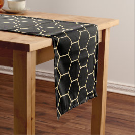 Gold HoneyComb Black Table Runner Korte Tafelloper
