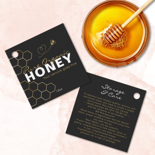 Gold Honeycomb Honey Bees Product Care Insert  Bedankjes Labels