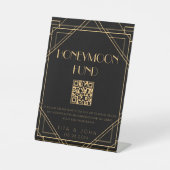 Gold Honeymoon Fund QR Code Trouwbord Reclamebord Met Voetstuk (Voorkant)