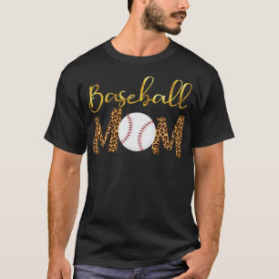 Gold honkbal mam Leopard Design Funny Moederdag T-shirt