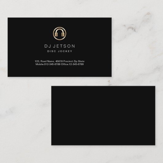 Gold Hoofdtelefoon Icon Disk Jockey Visitekaartje (Voorkant / Achterkant)