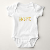 Gold Hope Text Jersey Bodysuit, White Romper (Voorkant)