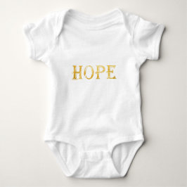 Gold Hope Text Jersey Bodysuit, White Romper