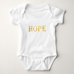Gold Hope Text Jersey Bodysuit, White Romper