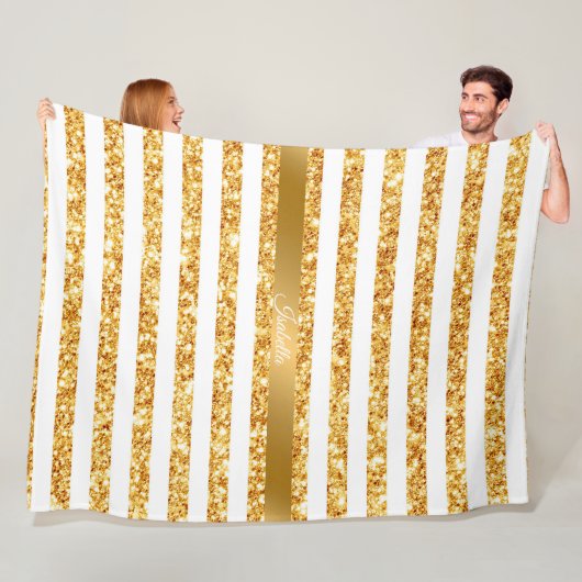 Gold Horizontale Glitter Boho Popular Collectie Fleece Deken (In situ)