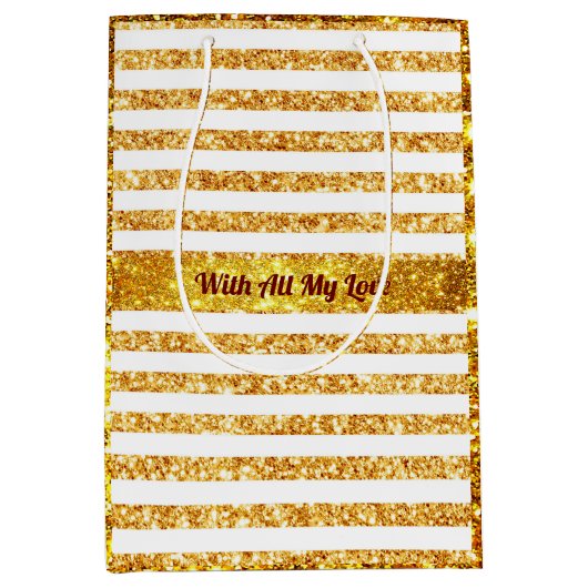 Gold Horizontale Glitter Boho Popular Collectie Medium Cadeauzakje (Voorkant)