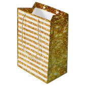 Gold Horizontale Glitter Boho Popular Collectie Medium Cadeauzakje (Achterkant Gekanteld)