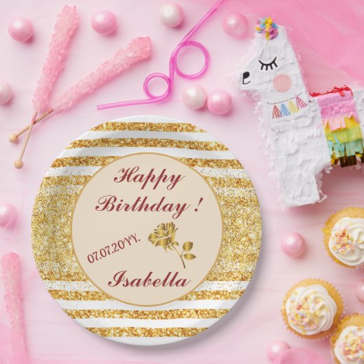 Gold Horizontale Glitter Boho Popular Collectie Papieren Bordje (Feest)