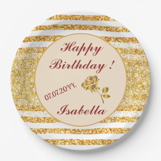 Gold Horizontale Glitter Boho Popular Collectie Papieren Bordje (Voorkant)