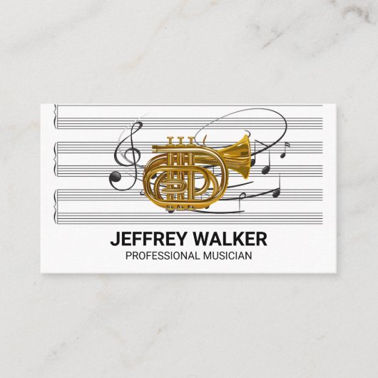 Gold Horn Instrument | Muziekblad | Toelichting Visitekaartje (Voorkant)