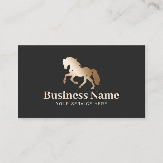 Gold Horse Logo Equestrian Pony Club Dark Equine Visitekaartje (Voorkant)